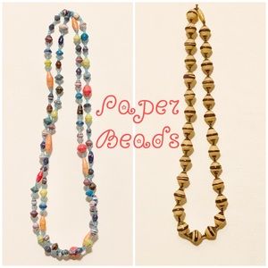 Set of 2 Fun Paper Bead Necklaces